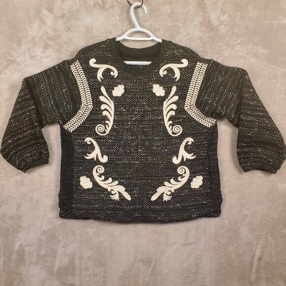 Lucky Brand Black Embroidered Women's Sweater Size M - Picture 1 of 10